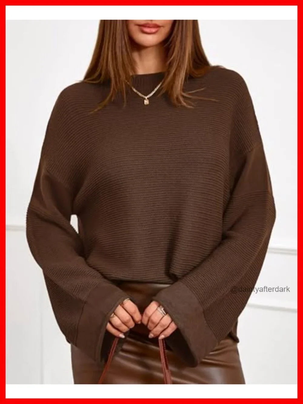 Oversized Chunky Ribbed Knit Sweater Women Crewneck Long Sleeve - Picture 5 of 6